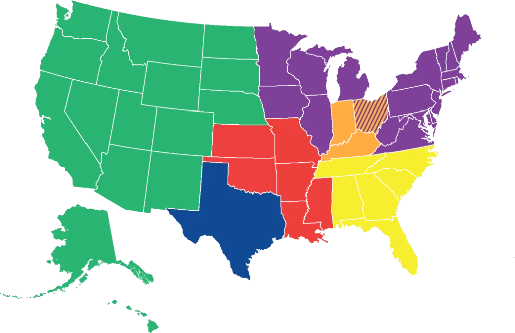 US Map Listing Service Regions